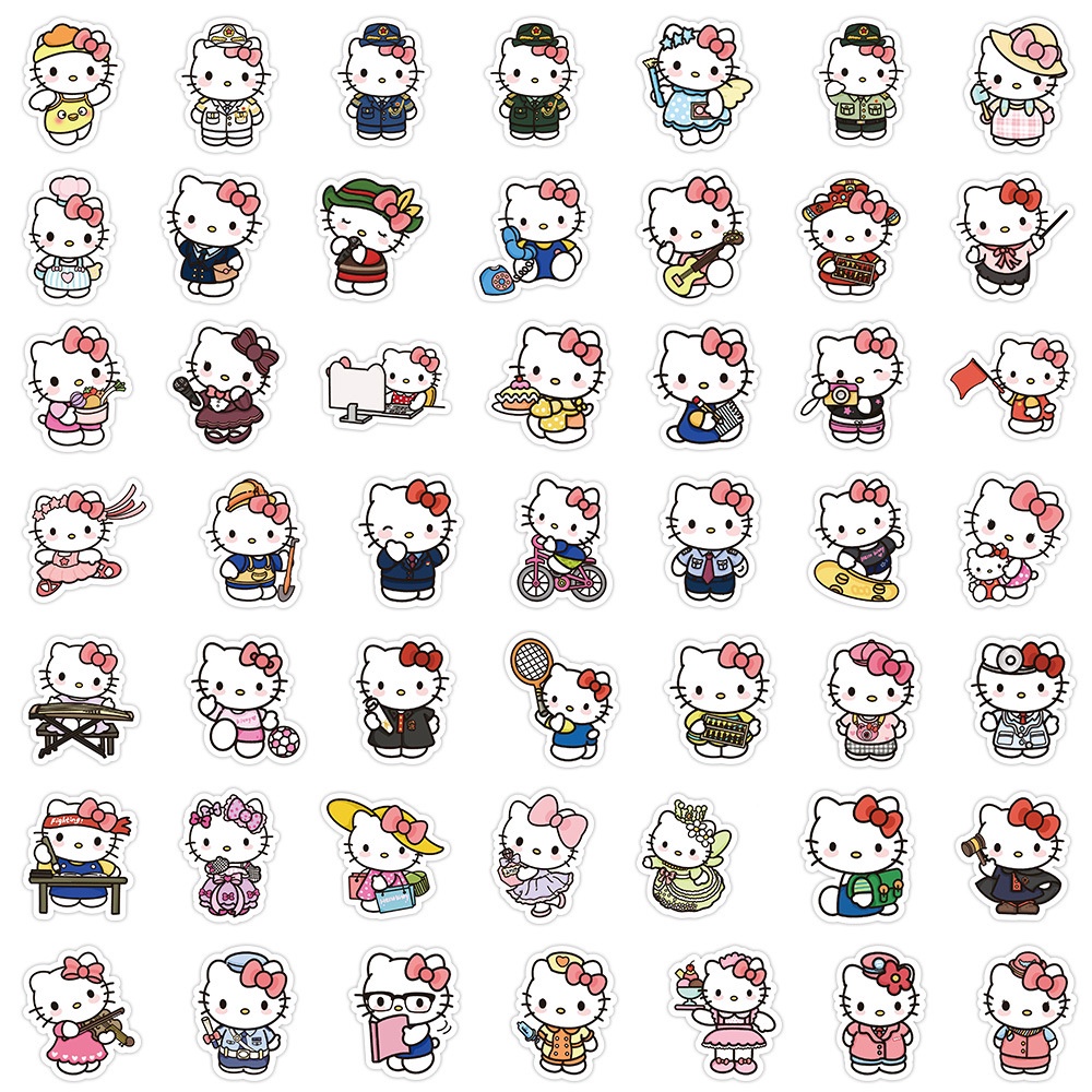 Set 104 Miếng Dán Trang Trí Mũ Bảo Hiểm / Bút Chì Hình sanrio hello kitty graffiti Dễ Thương