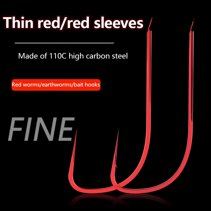 Bighsm Set 10 Lưỡi Câu Cá Bằng Thép carbon Màu Đỏ Sọc Trắng skk
