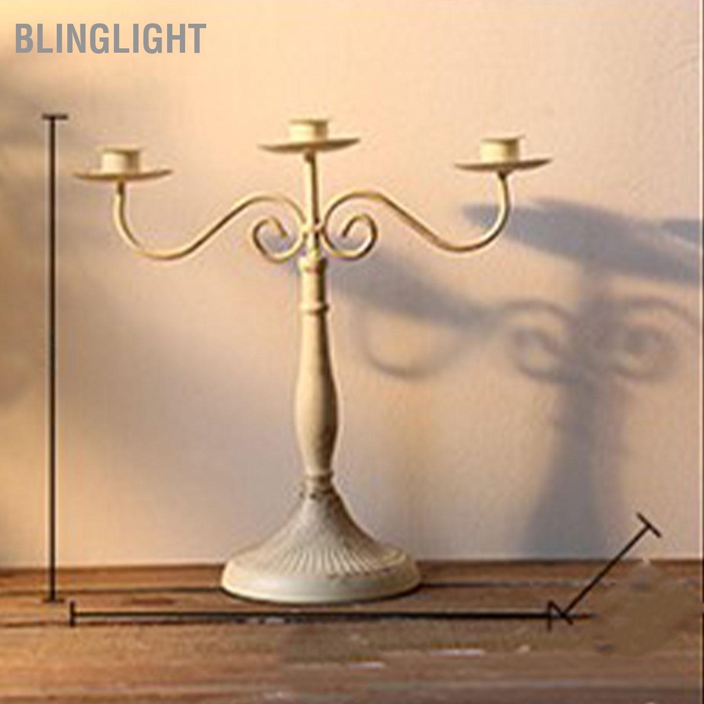Chân nến kim loại trang trí vintage cổ điển phong cách Bắc Âu 3 tay giả cổ - Chân Đế Cắm Nến Phong Cách Châu Âu Blinglight