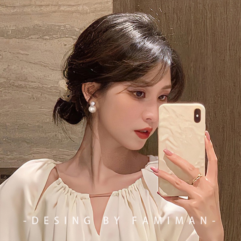 Thời Trang Bông Tai Đính Ngọc Trai Nhân Tạo Phong Cách Hàn Quốc