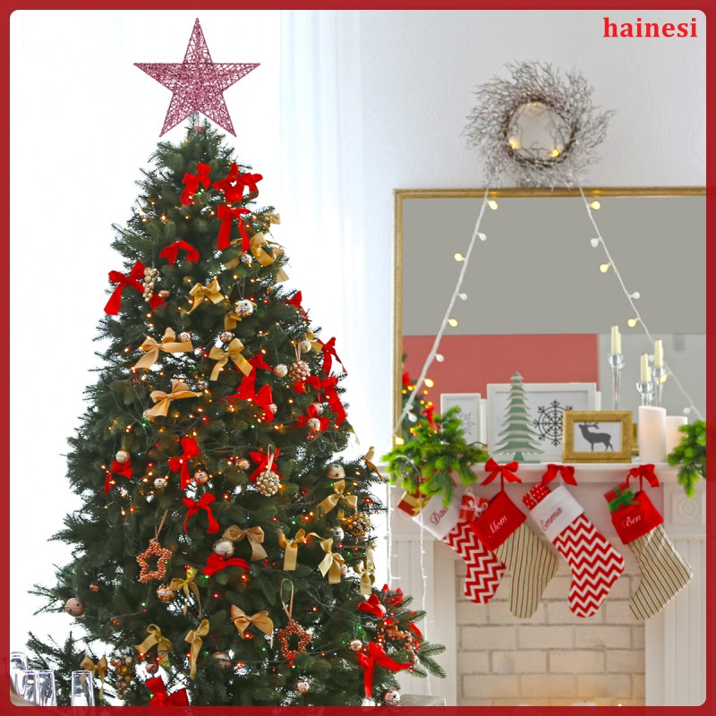 Cây Thông Noel 25cm Bằng Sắt Hình Ngôi Sao Lấp Lánh Trang Trí Giáng Sinh