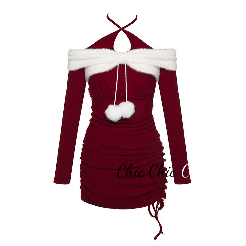 Chic Chic váy nữ Đầm noel Body Cho thời váy Korean phổ biến Comfortable Cổ điển WLQ23B018K 44Z231102