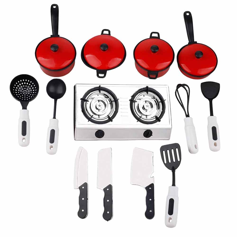 13Pcs Kids Play Kitchen Food Toys Cooking Utensils Pots Pans Accessories Set BL