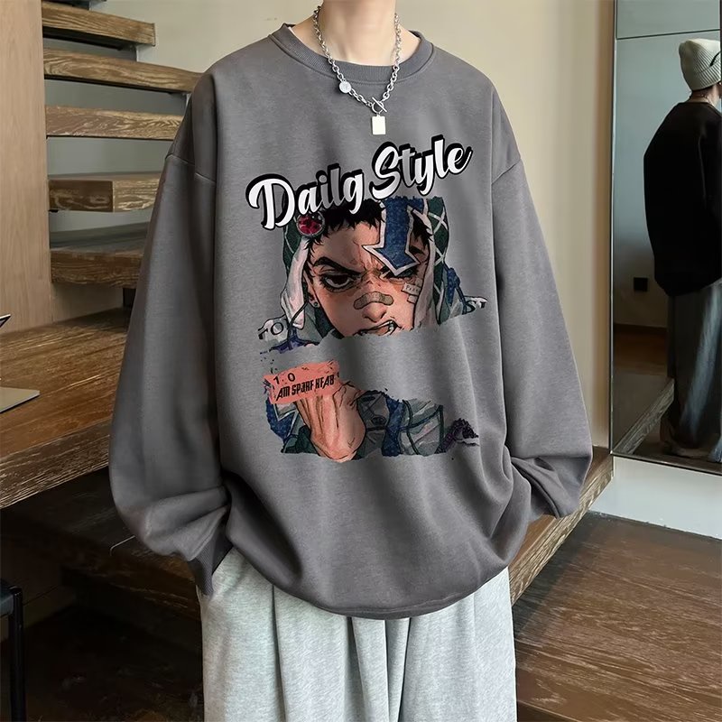 Yazhiniao Áo Thun Nam Dài Tay Dáng Rộng Phong Cách retro Hàn Quốc