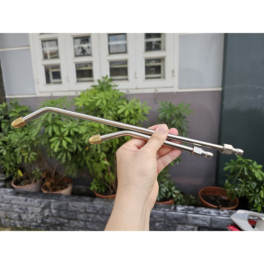 Thanh Nối Dài Đầu Uốn Cong Tích Hợp Béc Phun 25 Độ Cho Máy Rửa Xe Cao Áp