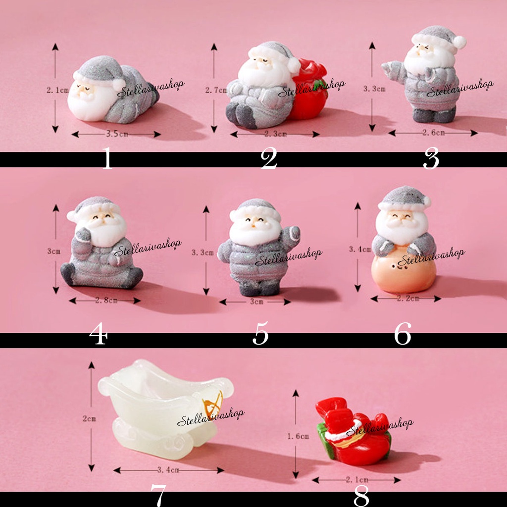 Mô hình ông già noel mặc áo ấm kiểu Hàn trang trí bàn học giáng sinh, terrarium noel