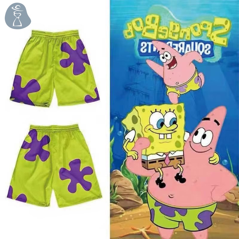 Quần Short Dáng Rộng Eo Cao Co Giãn In Hình Ngôi Sao Hoạt Hình Đi Biển Giản Dị Dành Cho Cặp Đôi