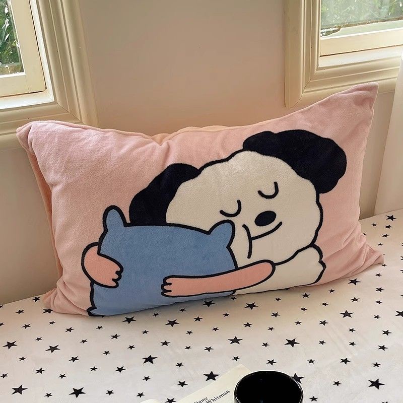 Dễ Thương Vỏ Gối Lông Cừu San Hô Dày Dặn Ấm Áp Họa Tiết Hoạt Hình Đáng Yêu