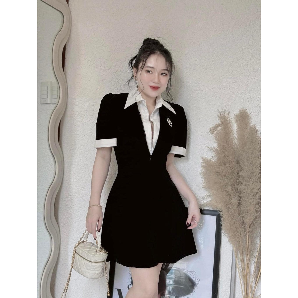 60-90KG ĐẦM CỔ SƠ MI PHỐI NHUNG TẶNG TAG BIGSIZE VƯƠNG NGỌC HÂN