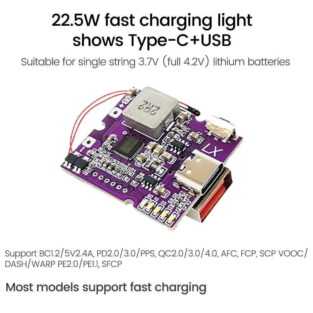 Aideepen Mô Hình Bảng Mạch Nguồn mini 22.5w Hai Chiều Sạc Nhanh diy