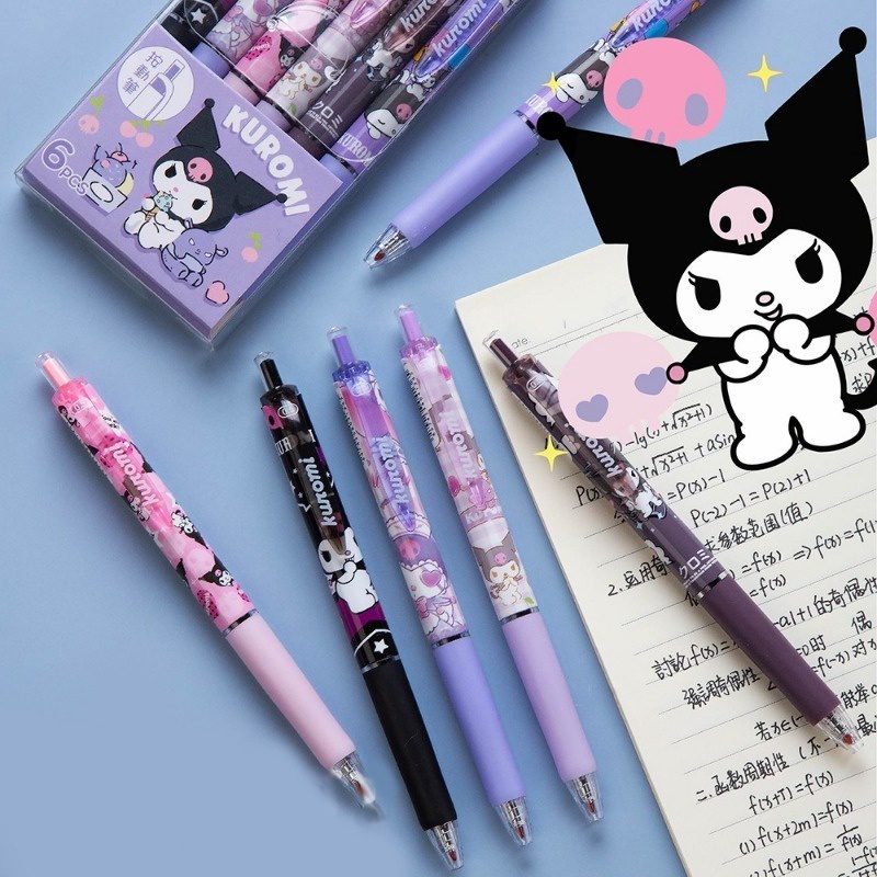 SANRIO Set 6 Bút Mực gel Ngòi 0.5 kuromi / kitty Dễ Thương Cho Nam Và Nữ