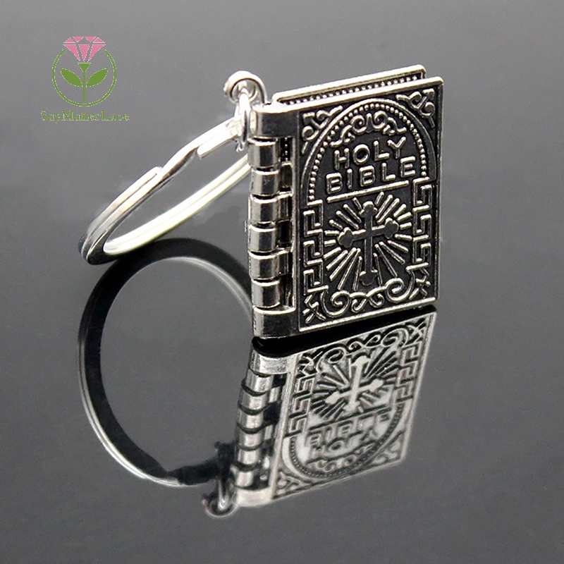 Móc Khóa mini Bằng Hợp Kim Hình Thánh Giá Chúa Giêsu Chữ Tiếng Anh Kinh Thánh Cổ Điển