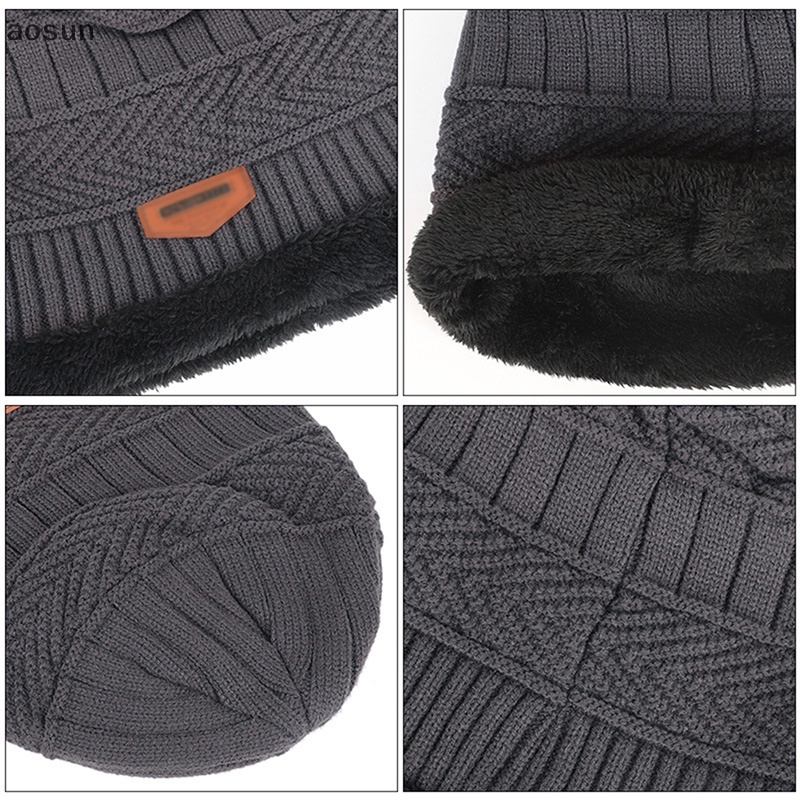 Aosun Mũ beanie Kèm Khăn Choàng Cổ Giữ Ấm Mùa Đông Cho Nam Và Nữ
