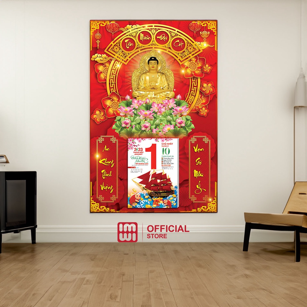 Lịch gỗ Phật A Di Đà 40x60cm IMWI GIMIVINA LGV23M03