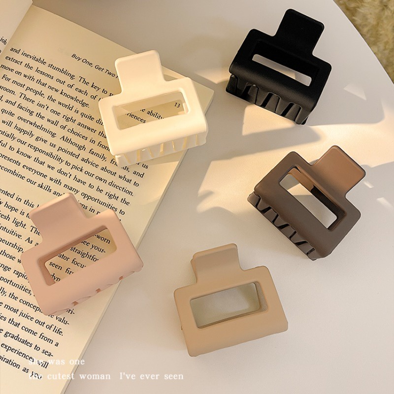 Kẹp Tóc mini Hình Vuông Màu khaki Phong Cách Hàn Quốc Dễ Thương Cho Nữ