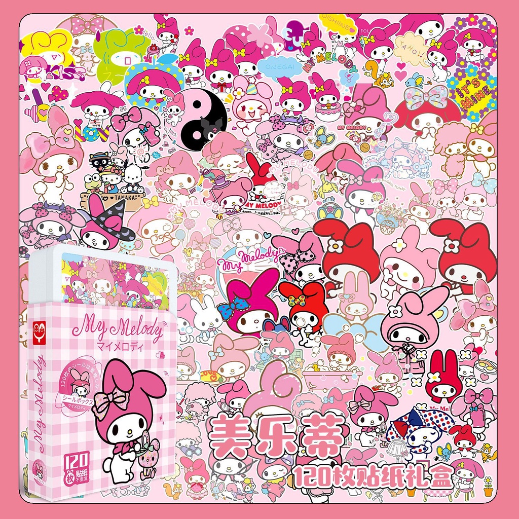 Sanrio Pochacco Kuromi Hello Kitty Pom Pom Purin Melody Sticker Phone Luggage Laptop Decor Stickers