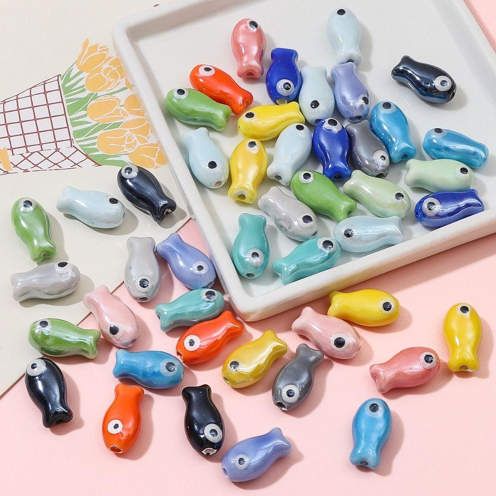 Bộ 10 Hạt Gốm Sứ Hình Cá Hoạt Hình 3d Dùng Làm Trang Sức Thời Trang
