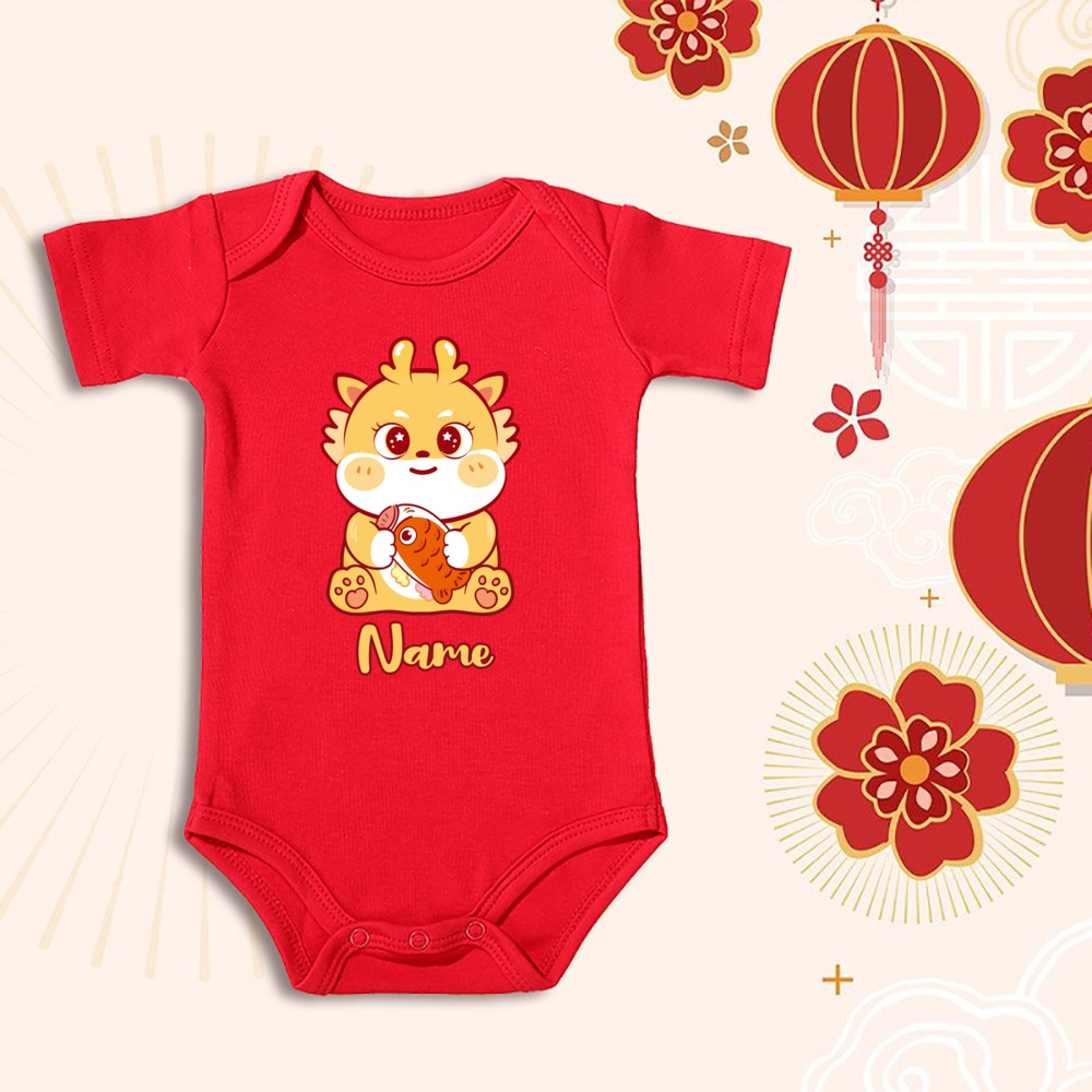 Bộ Áo Liền Quần 100% cotton Mừng Năm Mới 2024 Dành Cho Trẻ Sơ Sinh