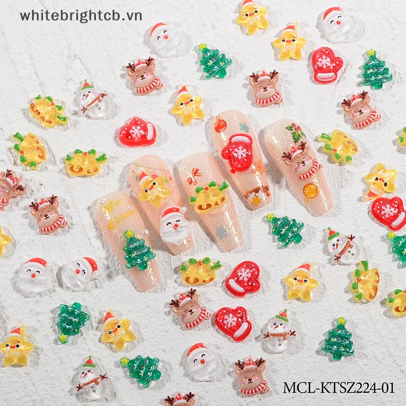 / / Cny Set / 20 Phụ Kiện Trang Trí Móng Tay 3d Nhựa resin Chủ Đề Giáng Sinh / Ông Già Noel / Nai Sừng Tấm Lưng Phẳng