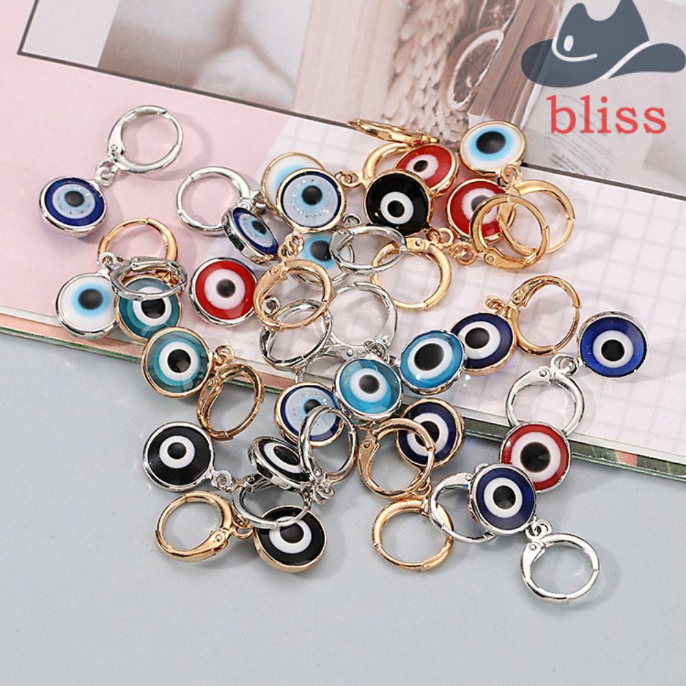 Bliss Khuyên Tai Tròn Hình Mắt Quỷ May Mắn Bằng Bạc Cá Tính unisex
