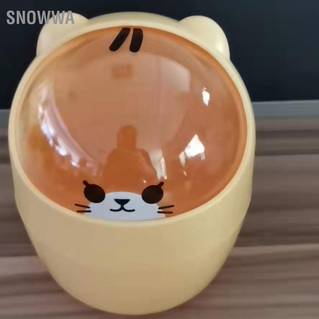 Snowwa Thùng rác mini để bàn có thể trông dễ thương Bàn mở lớn Rác nhựa tháo rời Giỏ đựng nắp