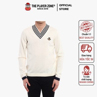 Củ Chi Sweater - Áo Sweater Củ Chi White Wool Knit Bee Appliqued V Neck (White)