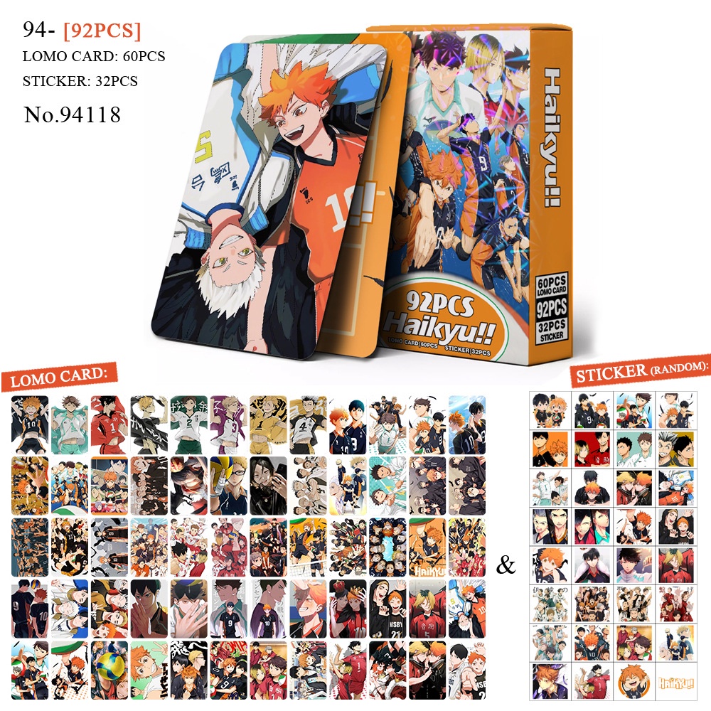 Haikyuu!! Laser Box Photocard Lomo Card Postcard Stickers thẻ 60 chiếc + nhãn dán 32 chiếc