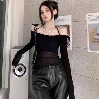 Áo Lưới Trễ Vai Phối Dây Buộc Cổ PINKSTORE29 Kiểu Xuyên Thấu Quyến Rũ A5922