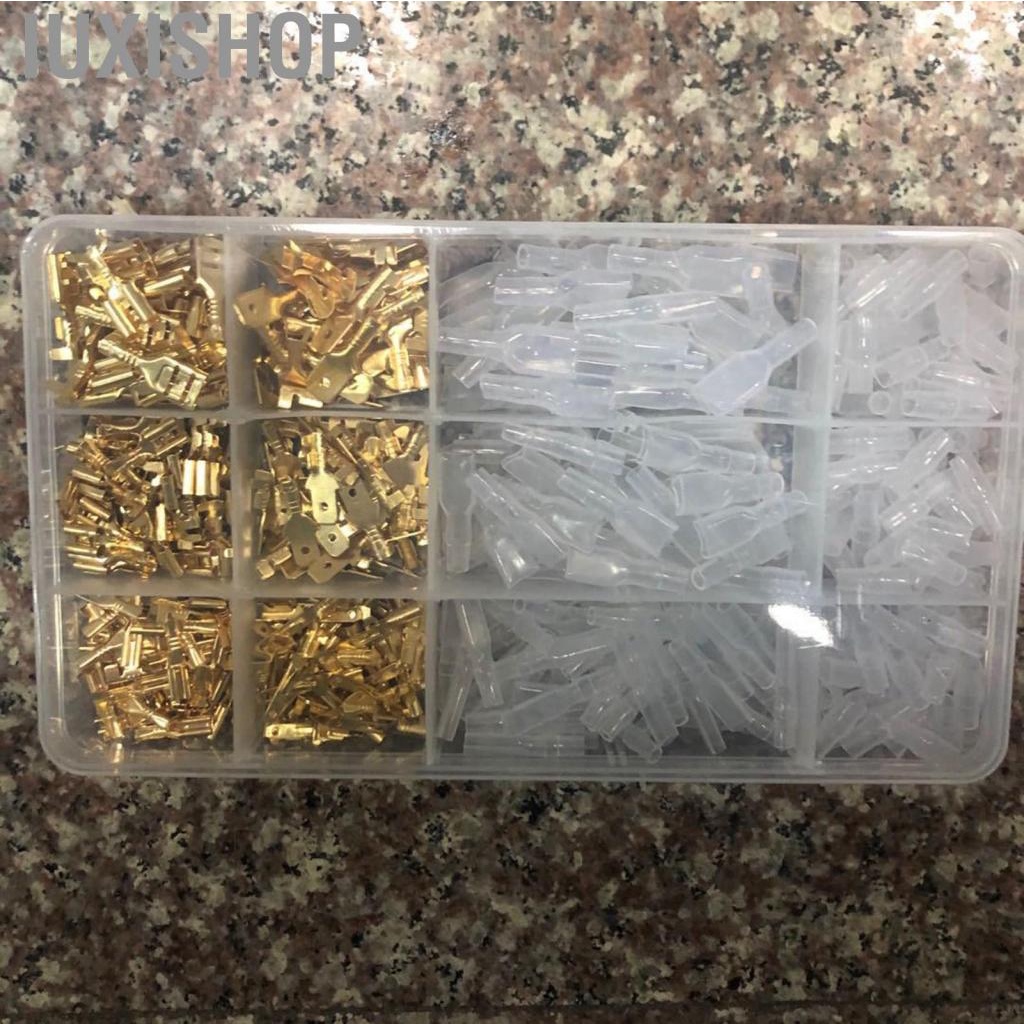 Iuxishop Yellow Crimp Terminal Block Set Transparent Protection Cover Male Female Docking Connector Kit 2.8 4.8 6.3