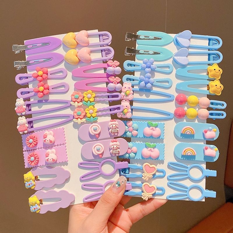 Set 20 Kẹp Tóc Nhỏ mini Họa Tiết Hoạt Hình Phong Cách Dễ Thương Hàn Quốc Cho Bé Gái