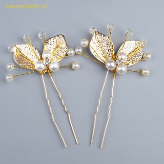 Onemetertn Phụ Kiện Cài Tóc Hình Chiếc Lá Màu Vàng Đính Pha Lê handmade vn
