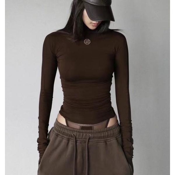 Áo Dệt Kim Cổ Cao Dáng Ôm Thêu Họa Tiết Phong Cách Hàn Quốc Thời Trang Thu Đông