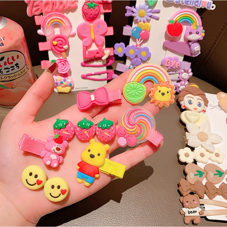 Set kẹp tóc 14 món nhiều chi tiết hoạt hình cho bé gái siêu cute, bộ kẹp tóc bé gái dễ thương