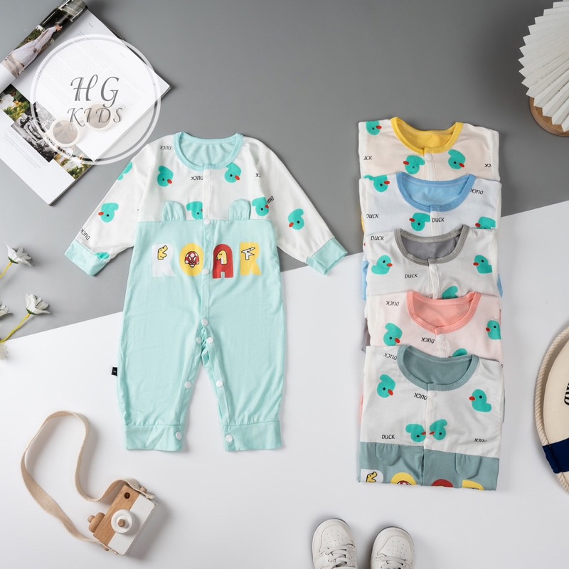 Body dài tay cài thẳng HG Kids chất thun lạnh loại 1 siêu mềm mát cho bé trai bé gái