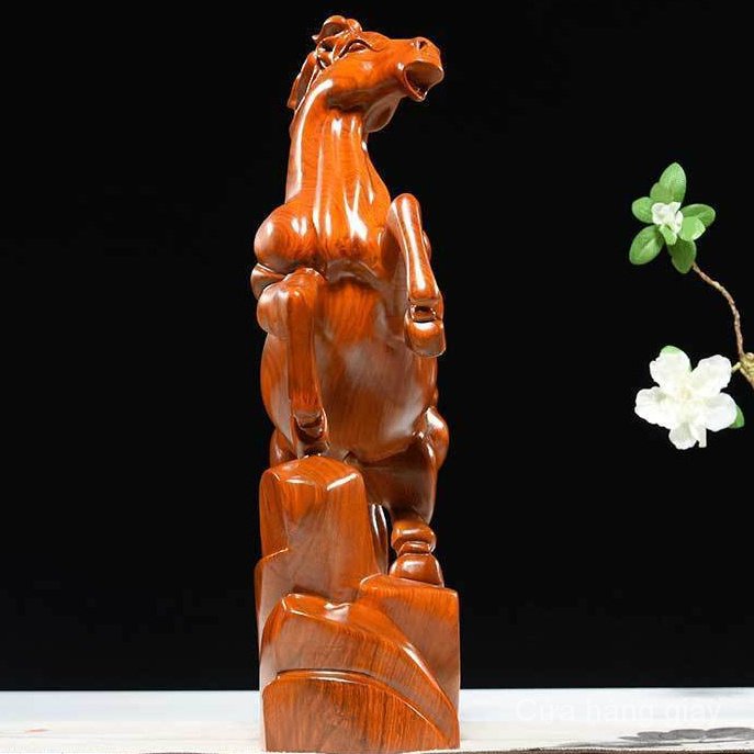 Hoa Lê Vàng Mười Hai Con Ngựa Chạm Khắc Ngựa Bằng Gỗ Trơn Trang Trí Nhà Cửa Văn Phòng Ma Gụ