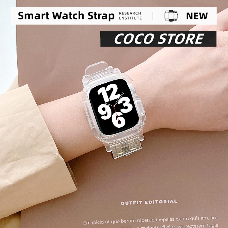 Dây Nhựa Trong Suốt Thay Thế Cho iwatch serise 7 6 se 5 4 3 2 45mm 40mm 42mm 44mm