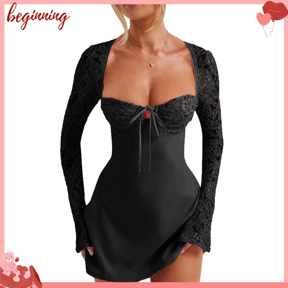 ✿ Phụ Kiện Bắt Đầu Chất Lượng Cao ✿ Đầm Tay Dài Dáng Chữ a Màu Sắc Thời Trang Quyến Rũ Cho Nữ