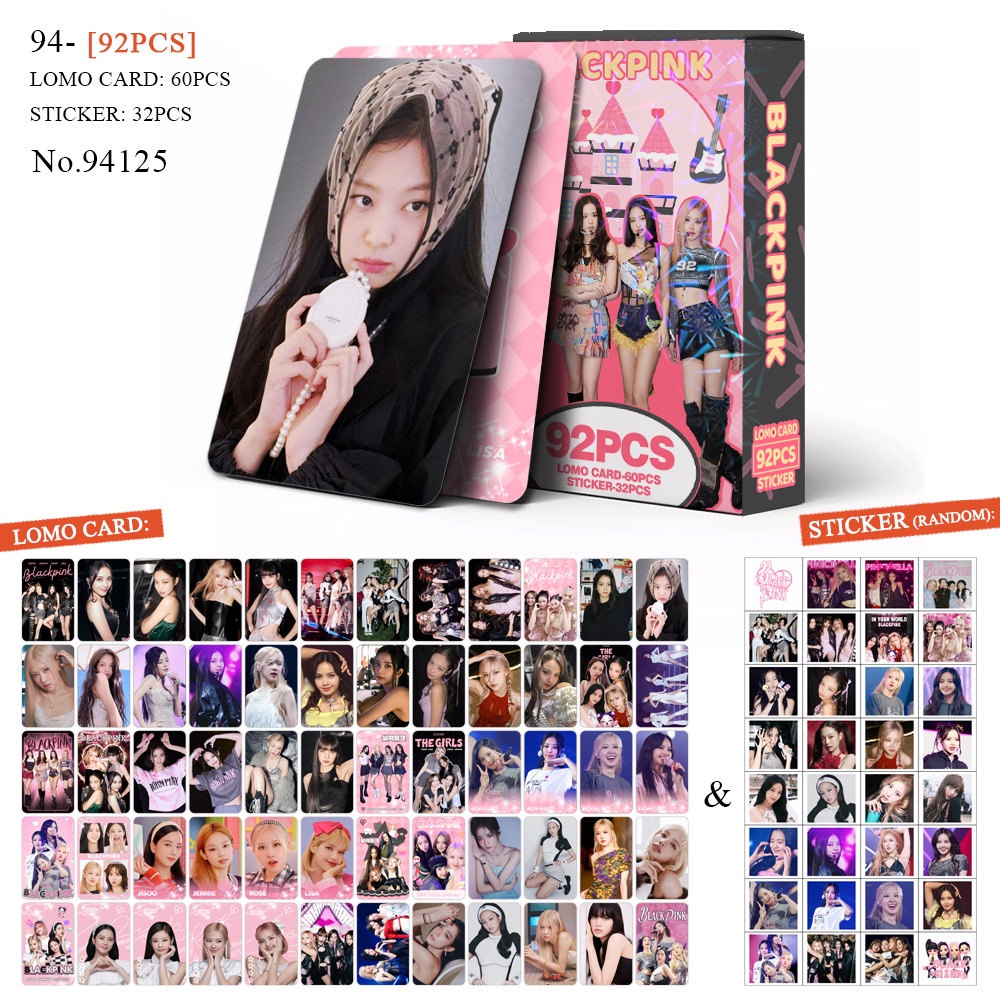 BLACKPINK Photocard Lisa Rose Jennie Lomo Card thẻ 60 chiếc + nhãn dán 32 chiếc
