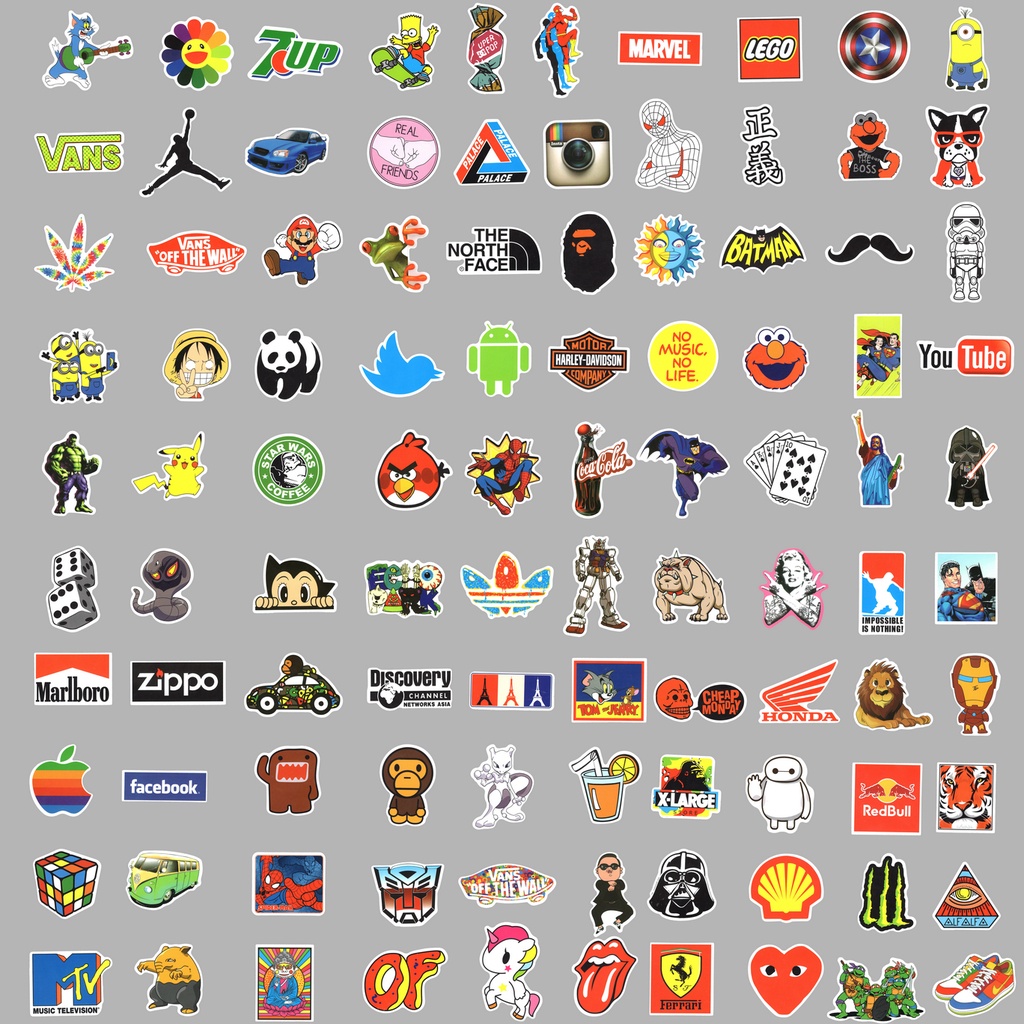 Bộ 300 / 200 / 100 / 50 Miếng Dán Chống Thấm Nước Họa Tiết graffiti Hợp Thời Trang Trang Trí Nón Bảo Hiểm