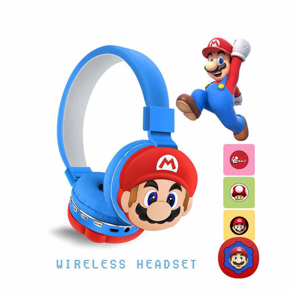 Mario head mounted wireless Bluetooth earphones in ear children's earphones
