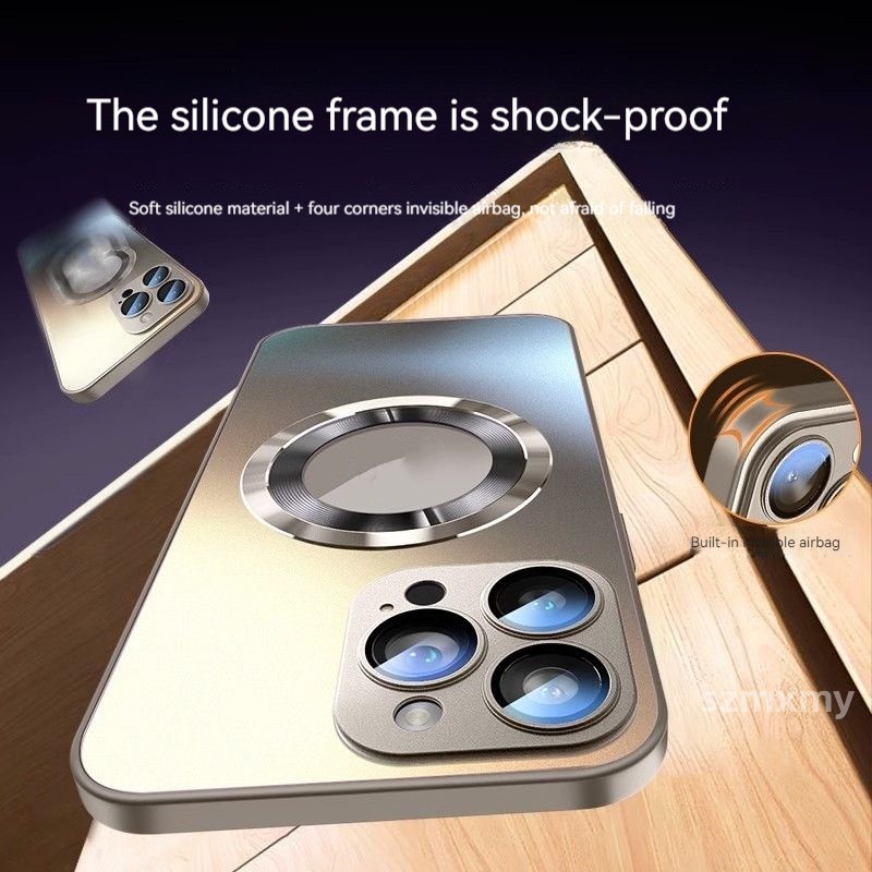 Ốp Điện Thoại Bằng Titan Mặt Kính Từ Tính Chống Dấu Vân Tay Bảo Vệ Ống Kính Máy Ảnh Cho iphone 15 13 12 14 pro max