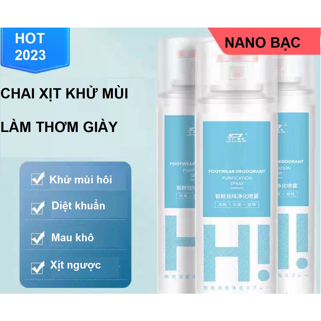 Bình Xịt Thơm Giày Khử Mùi Hôi Chân Nano Hi 260ml, Xịt Khử Mùi Diệt Khuẩn Vega365.vn