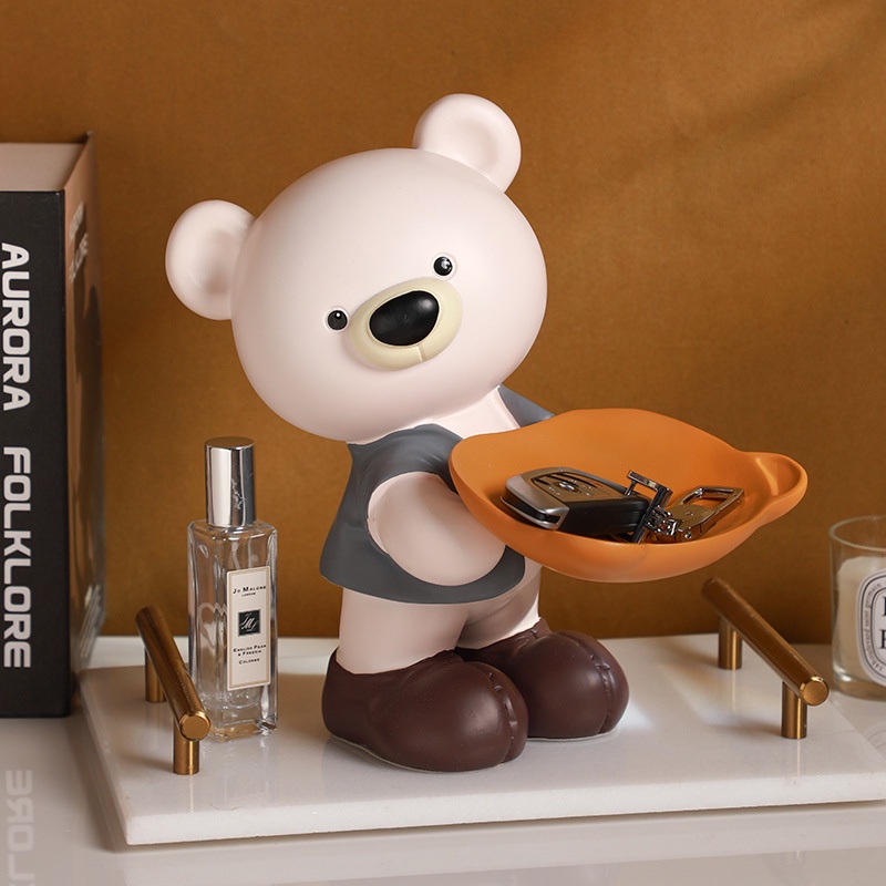 Cute Bear Decoration Living Room Resin Creative Hallway Key Storage Wine Cabinet Table Decorations Housewarming Gift Wholesale 2syj
