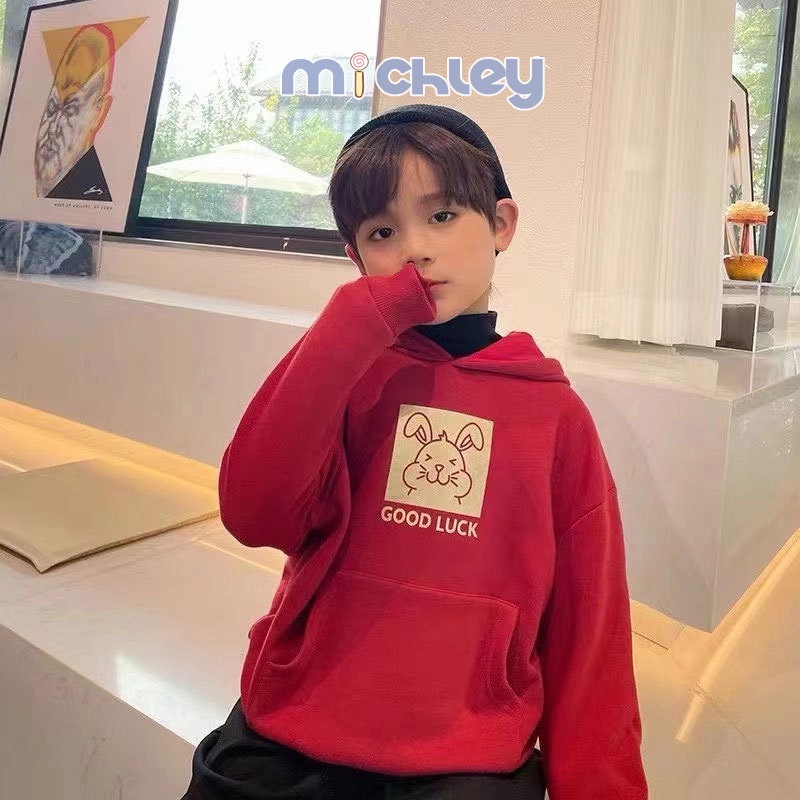 Michley Áo Hoodie Vải Nhung Dày Thời Trang Xuân Thu Cho Bé Trai Và Gái