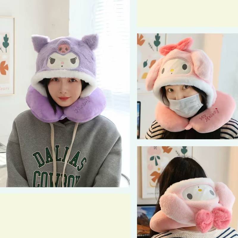 Gối Kê Cổ Chữ u Hình sanrio kuromi lotso stitch Dễ Thương