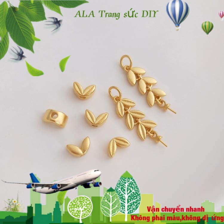 💖Trang sức DIY phụ kiện💖Giá Đỡ Tách Tai Nghe / Vòng Tay / Trang Sức Hạt Lúa Mì Màu Vàng Cát Hình Tai Thỏ Lá Tua Rua Rỗng DIY