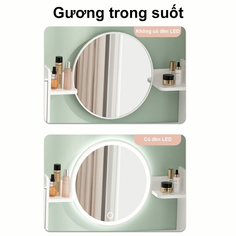 Bàn trang điểm đa năng Kèm gương tròn Tủ lưu trữ Tiết kiệm diện tích Cho phòng ngủ 𝙎𝙐𝙉𝙉𝙔 𝘽𝙄𝙀𝙍𝙀 | BigBuy360 - bigbuy360.vn