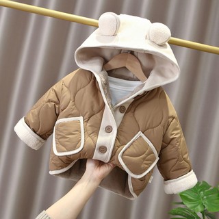 Áo Khoác Cotton Lót Lông Cừu Dày Dặn Phong Cách Thời Trang Thu Đông 2023 Mới Cho Bé