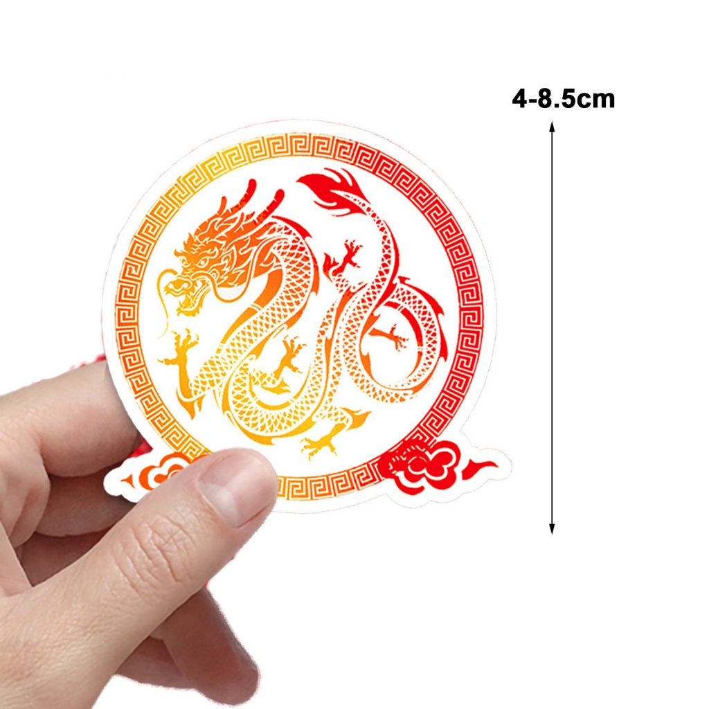 Bộ 50 Miếng Dán Hình Rồng Trung Hoa Chống Thấm Nước Trang Trí Điện Thoại / Ván Trượt / laptop