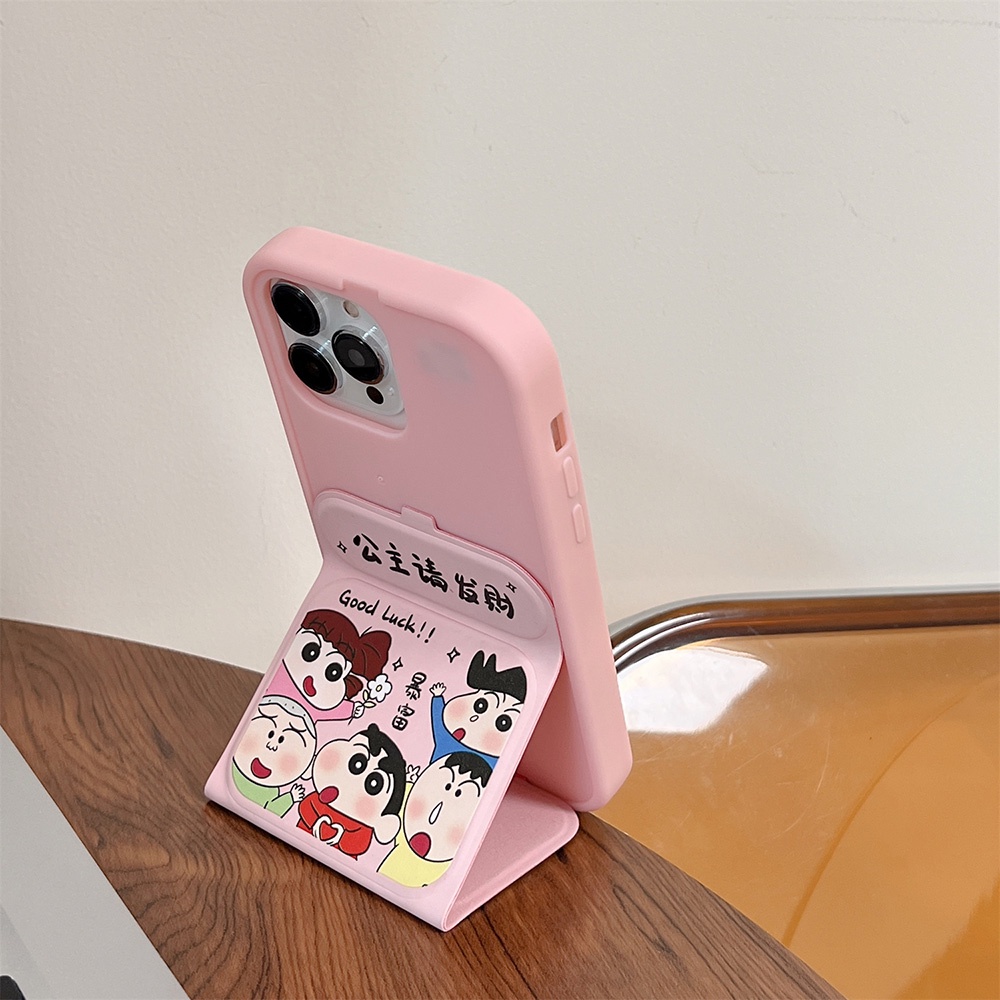 Ốp Điện Thoại Da Gập Gọn In Hình Cậu Bé Bút Chì shin chan Cho iphone 15 14 pro max 13 12promax
